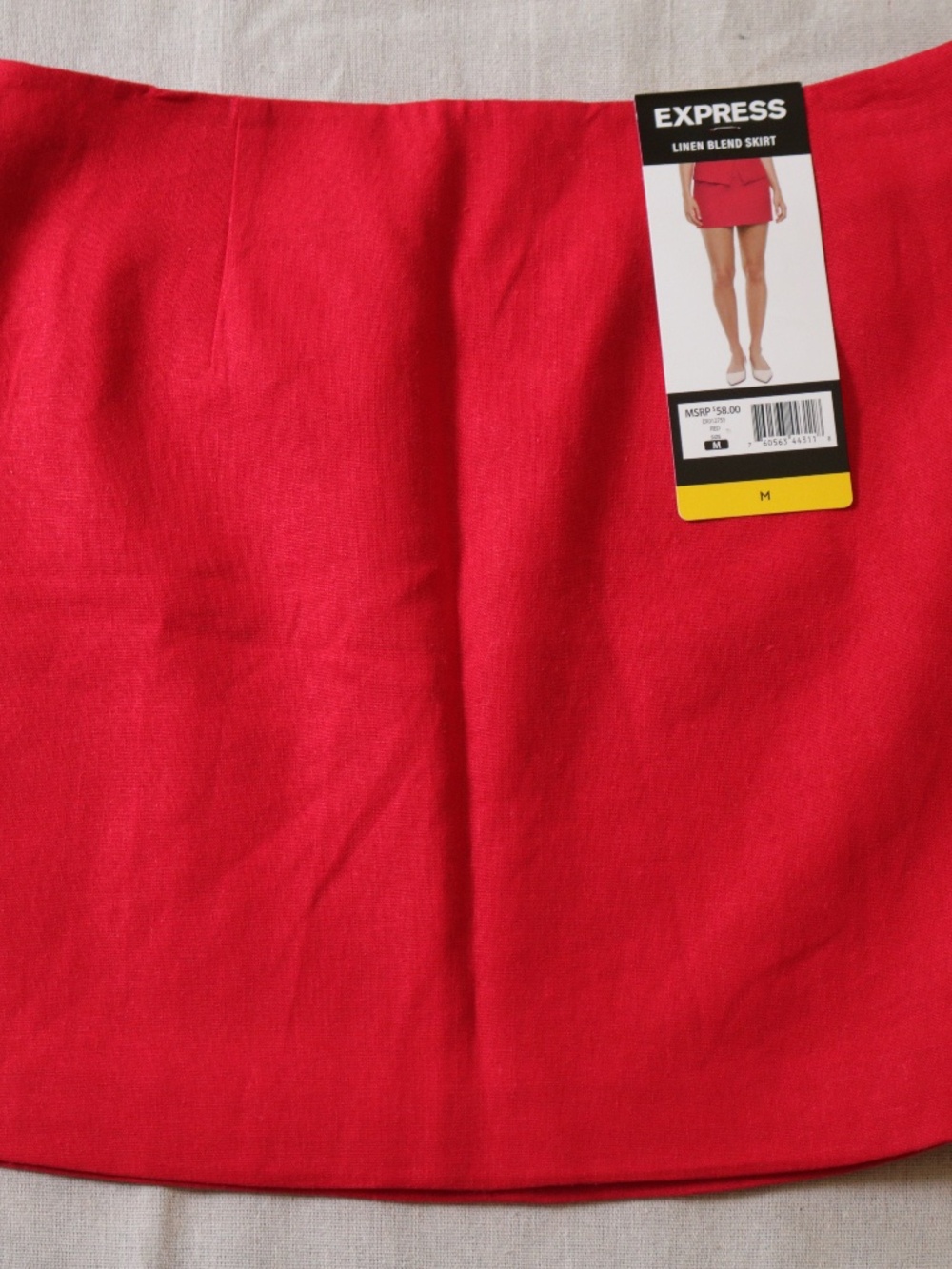 Express Linen Blend Mini Skirt Women's Medium Red NWT $58 MSRP Holiday Party